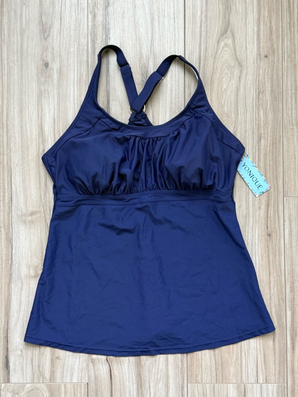 NWT Navy Blue Women's Tankini Swim Top with Adjustable Straps - XL